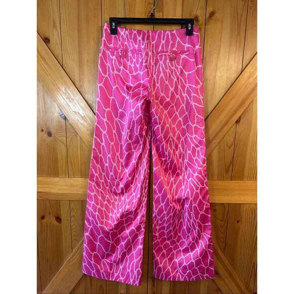 Lilly Pulitzer Women’s Wide Leg Pants Pink Rope Design Size 0 NWT(5488) - Picture 4 of 6